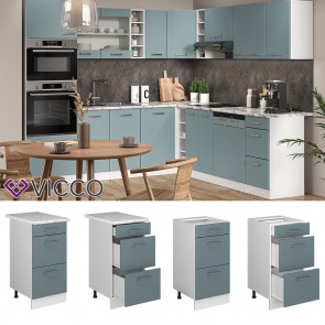 Vicco Schubladenunterschrank Küchenschrank R-Line Solid Weiß Blau Grau 40 cm modern Arbeitsplatte