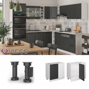 Vicco Eckunterschrank Küchenschrank Küchenzeile R-Line Landhaus 86 cm Weiß Anthrazit Tür