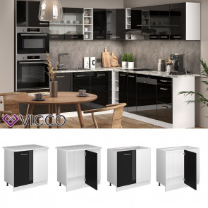 Vicco Eckunterschrank Küchenschrank R-Line Solid Weiß Schwarz 86 cm modern