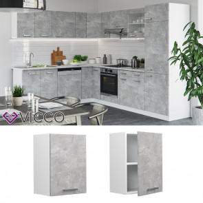 Vicco Hängeschrank Küchenschrank Küchenzeile R-Line 45 cm Weiß Beton Tür Fächer