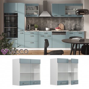 Vicco Glashängeschrank Küchenschrank R-Line Solid Weiß Blau Grau 60 cm modern