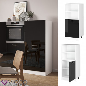 Vicco Vorratsschrank Küchenschrank R-Line Solid Weiß Schwarz 60 cm modern kleine Tür