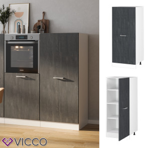 Vicco Vorratsschrank R-Line Schwarz Beton Weiß 60 cm große Tür