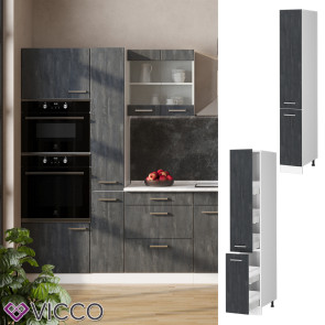 Vicco Apothekerhochschrank R-Line Schwarz Beton Weiß 30 cm