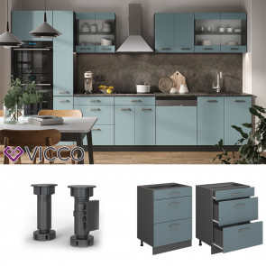 Vicco Schubladenunterschrank Küchenschrank R-Line Solid Anthrazit Blau Grau 60 cm modern
