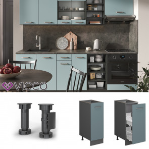 Vicco Apothekerunterschrank Küchenschrank R-Line Solid Anthrazit Blau Grau 30 cm modern