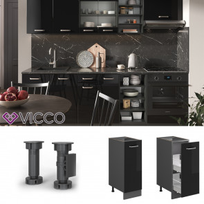 Vicco Apothekerunterschrank Küchenschrank R-Line Solid Anthrazit Schwarz 30 cm modern