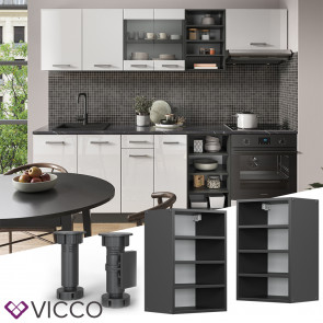 Vicco Regalhängeschrank Küchenschrank Küchenzeile R-Line 40 cm Anthrazit Fächer