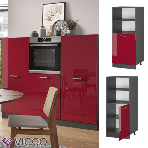 Vicco Backofenumbauschrank Küchenschrank Küchenzeile R-Line 60 cm Anthrazit Bordeaux kleine Tür