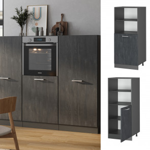 Livinity Vorratsschrank R-Line Schwarz Beton Anthrazit 60 cm kleine Tür