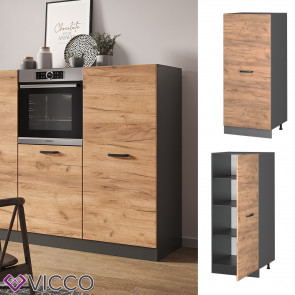 Vicco Backofenumbauschrank Küchenschrank Küchenzeile R-Line 60 cm Anthrazit Eiche große Tür