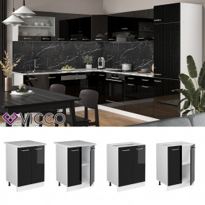 Vicco Unterschrank Küchenschrank R-Line Solid Weiß Schwarz 60 cm modern