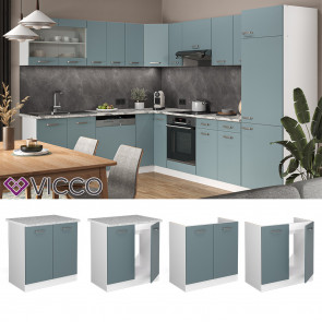 Vicco Spülenunterschrank Küchenschrank R-Line Solid Weiß Blau Grau 80 cm modern