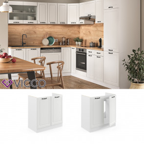 Vicco Spülenunterschrank Küchenschrank Küchenzeile Landhaus R-Line 80 cm Weiß-Anthrazit