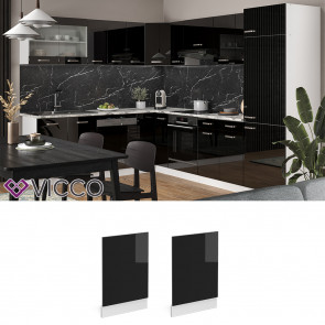 Vicco Geschirrspülerblende Küchenmöbel R-Line Solid Weiß Schwarz 45 cm modern