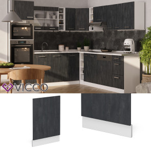 Vicco Geschirrspülerblende R-Line Schwarz Beton Weiß 45 cm mit Arbeitsplatte Anthrazit