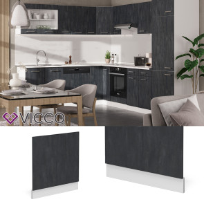 Vicco Geschirrspülerblende R-Line Schwarz Beton Weiß 60 cm mit Arbeitsplatte Eiche