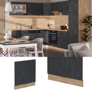 Vicco Geschirrspülerblende R-Line Schwarz Beton Eiche 60 cm mit Arbeitsplatte Weiß-Marmor