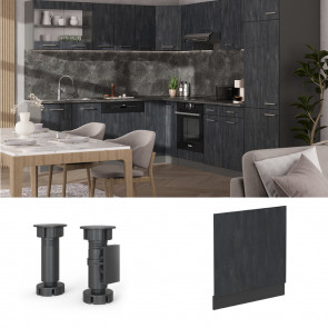 Vicco Geschirrspülerblende R-Line Schwarz Beton Anthrazit 60 cm ohne Arbeitsplatte