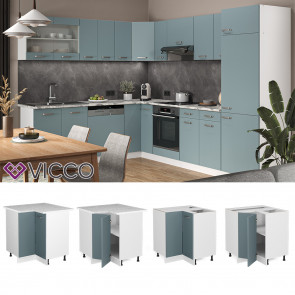 Vicco Eckunterschrank Küchenschrank R-Line Solid Weiß Blau Grau 87 cm modern