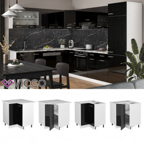 Vicco Eckunterschrank Küchenschrank R-Line Solid Weiß Schwarz 87 cm modern