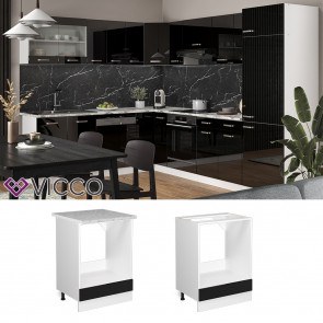 Vicco Herdschrank Küchenschrank R-Line Solid Weiß Schwarz 60 cm modern
