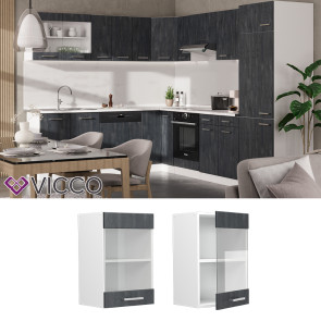 Vicco Hängeglasschrank R-Line Schwarz Beton Weiß 40 cm
