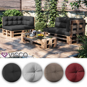 VICCO 3er Palettenkissen Set Sitzkissen Rückenkissen Palettenmöbel PU Schaum